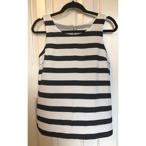 Black and White Sleeveless Tank Blouse